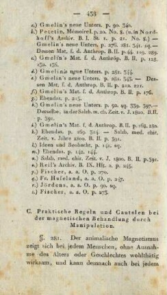 C. Praktische Regeln und Cautelen bei der magnetischen Behandlung durch Manipulation