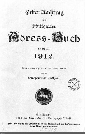 1912,1 - Nachtrag: Stuttgarter Adressbücher / Nachtrag, 1912, Bd. 1