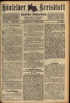 Zweite Ausgabe vom Donnerstag, den 16. Dezember 1926.