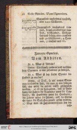 Zweyte Species: Vom Addiren