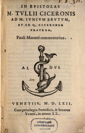 In epistolas Ciceronis ad Brutum et Quintum frat. Commentarius