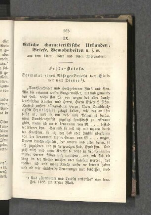 IX. Etliche characteristische Urkunden, Briefe, Gewohnheiten u.s.w. : aus dem 14ten, 15ten und 16ten Jahrhundert.