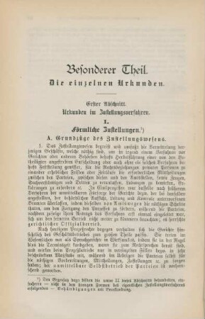 Besonderer Theil. Die einzelnen Urkunden.