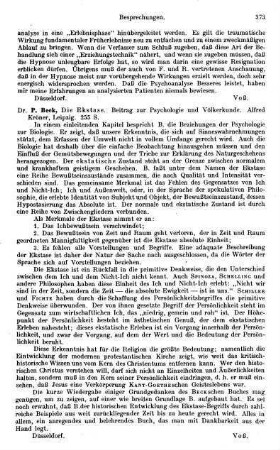 373, P. Beck. Die Ekstase. Beitrag zur Psychologie und Völkerkunde