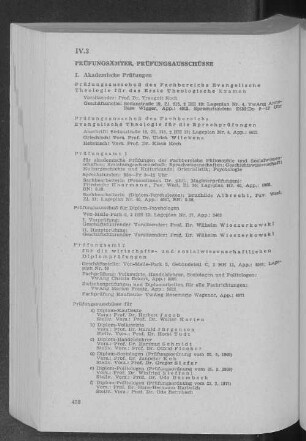 IV.3 Prüfungsämter, Prüfungsausschüsse