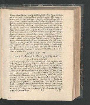 Membr. II. De causis status Christi in genere, & in specie Exinanitionis.