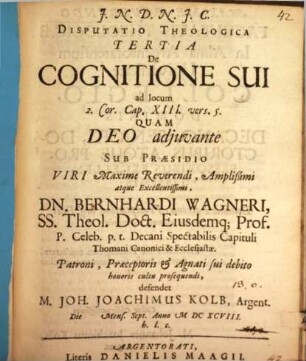Diss. theol. III. de cognitione sui, ad loc. 2. Corinth. Cap. XIII, 5