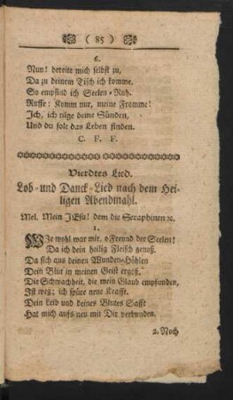 Vierdtes Lied. Lob- und Danck-Lied nach dem Heiligen Abendmahl