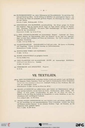VII. Textilien (Nr. 238-280)