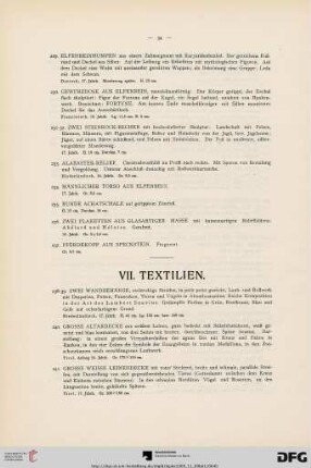 VII. Textilien (Nr. 238-280)