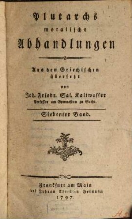 Plutarchs moralische Abhandlungen, Siebenter Band