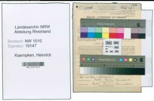 Entnazifizierung Heinrich Kaempken , geb. 18.06.1886 (Ingenieur)