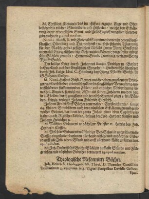 Theologische Reformirte Bücher.