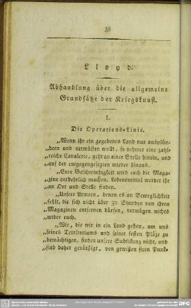 Lloyd. Abhandlung über die allgemeine Grundsätze der Kriegskunst