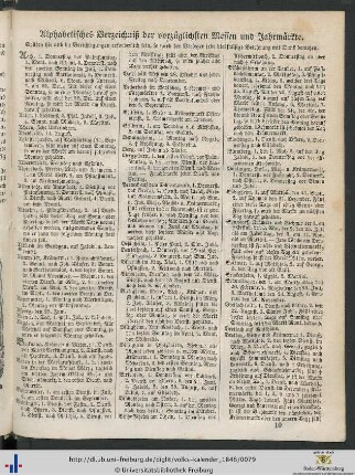 Alphabetisches Verzeichnis der vorzüglichsten Messen und Jahrmärkte.