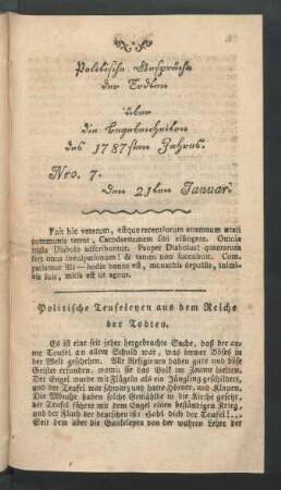 Nro. 7. den 21ten Januar