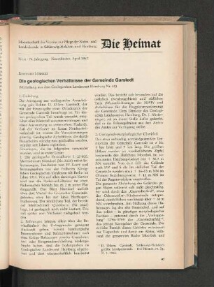 Die geologischen Verhältnisse der Gemeinde Garstedt