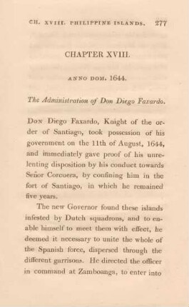 Chapter XVIII. Anno dom. 1644. The administration of Don Diego Faxardo
