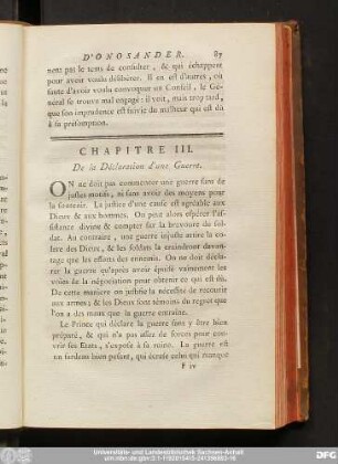 Chapitre III. De la Déclaration d'une Guerre.