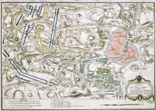 WHK 24 Deutscher Siebenjähriger Krieg 1756-1763: Plan der Schlacht bei Prag zwischen den Preußen unter ihrem König und den Österreichern unter Befehl des Prinzen Karl von Lothringen, 6. Mai 1757