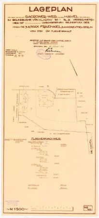 Garten Fraenkel, Berlin-Kladow: Vermessungsdokument des Grundstücks, 1:500