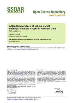 A Gendered Analysis of Labour Market Informalization and Access to Health in Chile