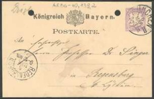 Brief von Hermann Dingler an Jakob Singer