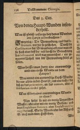 196-214, Das 3. Capitel. Von denen Haupt-Wunden insonderheit. - Das 6. Capitel. Von denen Schieß-Wunden [...].