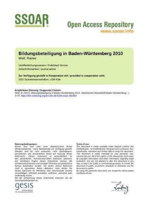 Bildungsbeteiligung in Baden-Württemberg 2010