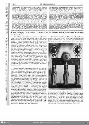 Eine Philipp-Matthäus-Hahn-Uhr in einem schwäbischen Schlosse