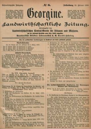 Achtundsechzigster Jahrgang. No. 8. Insterburg, 22. Februar 1900.