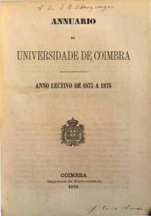 Anuário da Universidade de Coimbra : no anno lectivo ... 1875/76