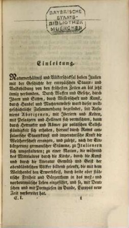 Die Geschichte der Lombardei, 1. Von den gallischen Cisalpinien an bis auf die Zeiten der fränkischen Lombardei