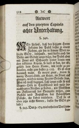 Antwort auf des zweyten Capitels achte Unterhaltung.