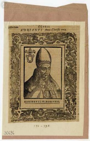 Frenzel, Römische Kirchen-Historien (...) . Teil I. [Leipzig]: Groß, 1600., Hadrian I., Papst, Porträt