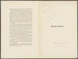 Jenseits-Galerie. Mappe mit 10 Lithographien und einem Textblatt