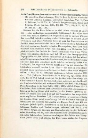 98-100 [Rezension] Acta conciliorum oecumenicorum ; 2,2,2.Rervm Chalcedonensivm collectio Vaticana
