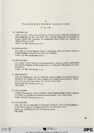O. Taschenuhren Louis XVI. (Nr. 591-630)
