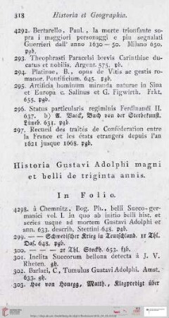Historia Gustavi Adolphi magni et belli de trignita annis (Nr. 4298 - 4374)