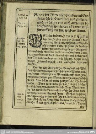 Leichenpredigt : Textus. Exposito Thematis