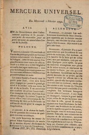Le Mercure universel, 12. 1792 = Febr.