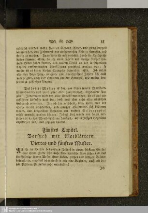 Fünftes Kapitel. Versuch mit Aloeblättern. Viertes und fünftes Muster.