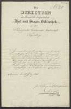 Brief von Heinrich Konrad Föringer von Bayerische Staatsbibliothek an Regensburgische Botanische Gesellschaft