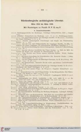 Württembergische archäologische Literatur. Mitte 1924 bis Mitte 1926