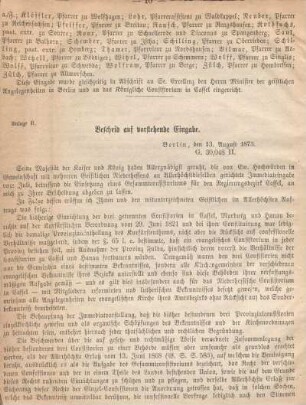 Anlage B. Bescheid auf vorstehende Eingabe.