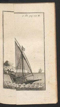 Tafel: Eine Galeere in vollen Seegeln.