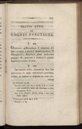 Sectio XXXII. De Omenti Functione