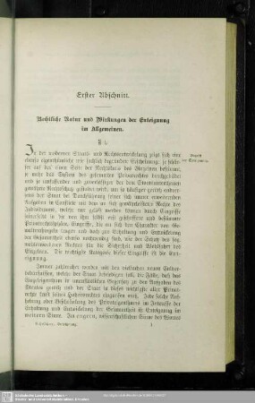 Erste Abschnitt. Rechtliche Natur und Wirkung der Enteignung im Allgemeinen