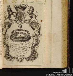 ad p. 118. Thomas Wright Mathematical Instrument Maker to His Majesty at the Orrery and Globe in Fleet Street London.