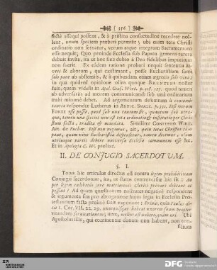 II. De Conjugio Sacerdotum.